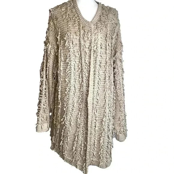 Cato Womens Tan Long Sleeve Open
Front Eyelash Casual Sweater Size 22/24 - Picture 5 of 14